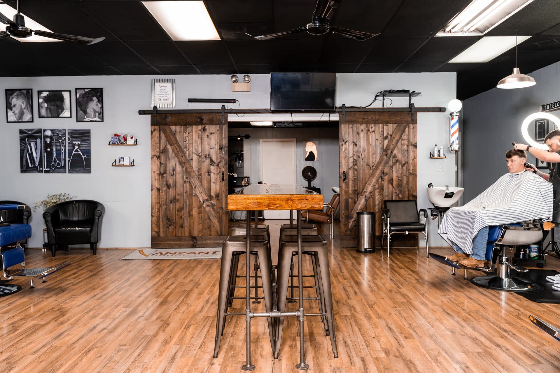 Barbershop lounge interior at Vanzant Barbershop Lounge in Tupelo, MS