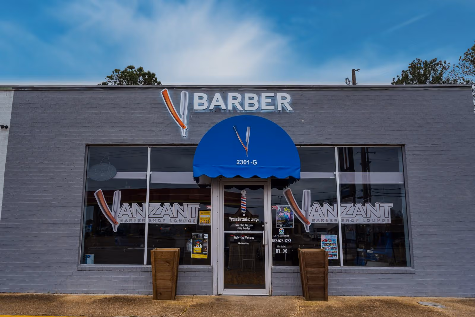 Storefront of Vanzant Barbershop Lounge at 2301 W Main St in Tupelo Storefront of Vanzant Barbershop Lounge at 2301 W Main St in Tupelo